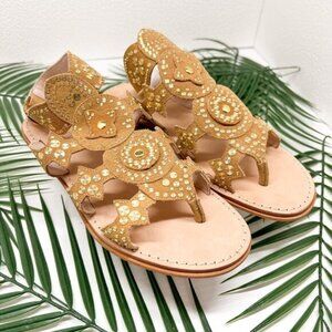Cecelia New York Sand Bubbly Gladiator Studded Flat Sandals Size 6.5 NWB